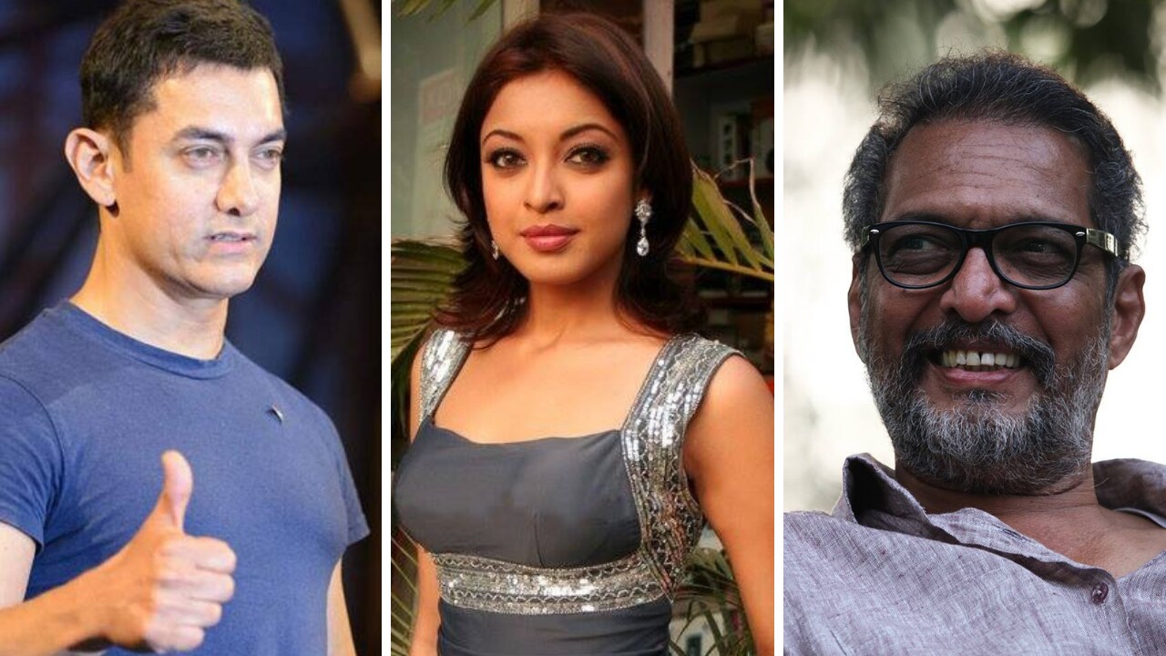 (left to right) Aamir Khan, Tanushree Dutta, Nana Patekar. Images from Facebook